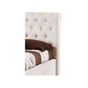 Double bed with container in white eco-leather 180x223xh.120 cm