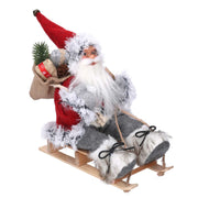 Woven Santa Claus on red-grey sleigh 33x12h30 cm