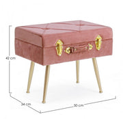 Stool with container in Antique Pink velvet POLINA 50x34x h42 cm