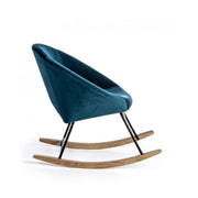 Annika rocking armchair with peacock blue velvet effect