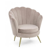 Retro armchair in light gray velvet peacock model
