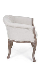 Classic armchair in wood and natural fabric Diva