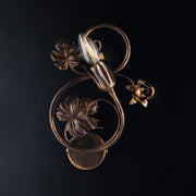 Wall light rosettes in brown iron with gold decorations one light 21x h30 cm