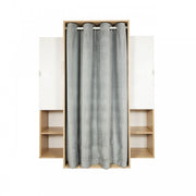 Oak wardrobe with doors and coat hanger for cabin or bedroom