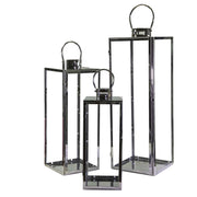 Square silver metal lantern 1-3 cm29x28,5h85