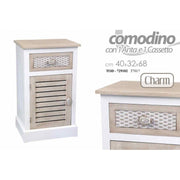 Comodino cassetto anta e cassetto shabby cm 40 x 32 x 68 h