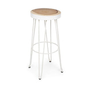White bar stool in natural style wood