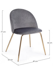Gray velvet chair with gold legs
