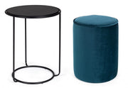 Round pouf set with blue table