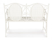 Two-seater folding bench in white steel EMILY 115x60x h92 cm