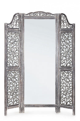 Ajala Antique Gray 3-Door Screen with Mirror Cod.0721449