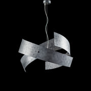 Industrial pendant in lacquered iron with silver decoration 3 lights 57xh.28 cm