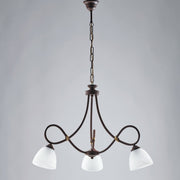 Poor art iron chandelier Rust black three white lights 58x h52 cm