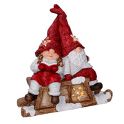 Resin LED Santa Claus with red child cm40x26h15