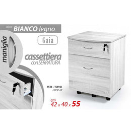 Cassettiera da ufficio bianca  con cassetti chiave e rotelle cm 42 x 40 x 55 h