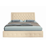 Champagne Buttonsquare Upholstered Double Storage Bed with Quilted Headboard