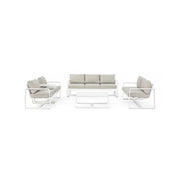 Outdoor coffee table in aluminum White MERRIGAN 105x62x h38 cm