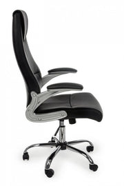 Directional office armchair in Camberra black eco-leather with armrests