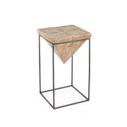 Steel stool with seat in PRISMY fir wood 31x31xh.55 cm