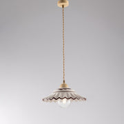 Decape Brown fabric cable chandelier White ceramic lampshade 30x h14 cm