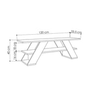 Open TV stand 2 shelves vintage white 120x33,5x40 h cm