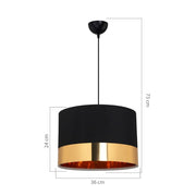 Alfina pendant lamp black fabric with gold band ASZ1665