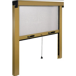 Insect screen with vertical roller for window in aluminum 140x170 cm with white fiberglass mesh
