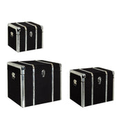 Set of 3 black wooden atmosphere trunks