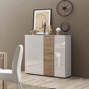 Sabry sideboard 2 doors glossy white Kadiz oak
