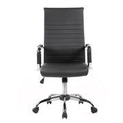 Folkvan office armchair with chromed base in black eco-leather