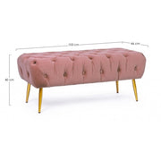 Pink ottoman furniture bench with legs 103 x46x40h cm