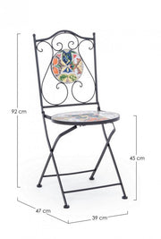 Outdoor garden chair in steel with folding ceramic