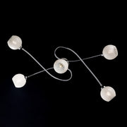 Polished chromed iron ceiling lamp with white glass 5 lights 98x5xh. 19 cm