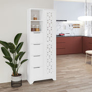 Yada Maxi White Multi-Purpose Mobile with Decorated Door, 4 Drawers, and 2 Niches