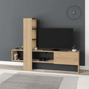 Troya anthracite oak TV cabinet with flap door