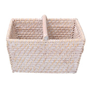 Rectangular white algarve rattan storage basket cm26x21h15