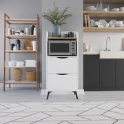 White Drawer and Oak Shelf Mobile Unit L 60 x W 36 x H 136 cm