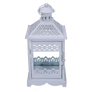 Metal lantern 1-3 matt white silver squared cm24x24h52,5