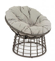 Outdoor armchair in gray natural fiber with MOLLY cushion diameter 69x92x h78 cm