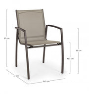 Hilla Coffee Aluminum Chair With Armrests