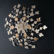 Light gold ivory iron ceiling lamp and rhinestones six lights 80x h22 cm ivy