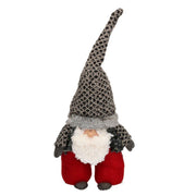 Gray red santa claus fabric doorstop cm20x12h61