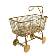Cradle for children in rush with wooden wheels 97x57xh.43 - 79 cm
