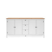 (2c) White 4-door 3-drawer sideboard with oak top 180x40xh.90 cm (BERGEN51BI)