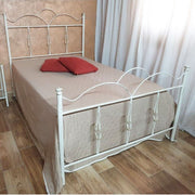 Wrought iron double bed with white gold footboard PRIMULA 130x202x h127cm