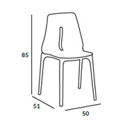 Oblong chair in white polypropylene