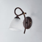 Rust black iron wall light one light Alabaster White glass lampshade 23x h25 cm