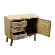 Mobile legno naturale 1 anta + 3 cassetti cm 30 x 70 x h 60