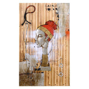 African woman wooden picture with rope 60x90x0.5 cm