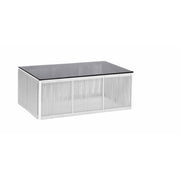Kloe white outdoor coffee table with glass top